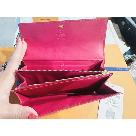 Louis Vuitton Indian Rose Vernis Ikat Flower Pink Sarah Wallet LTD Patent Leathe - Picture 5 of 12